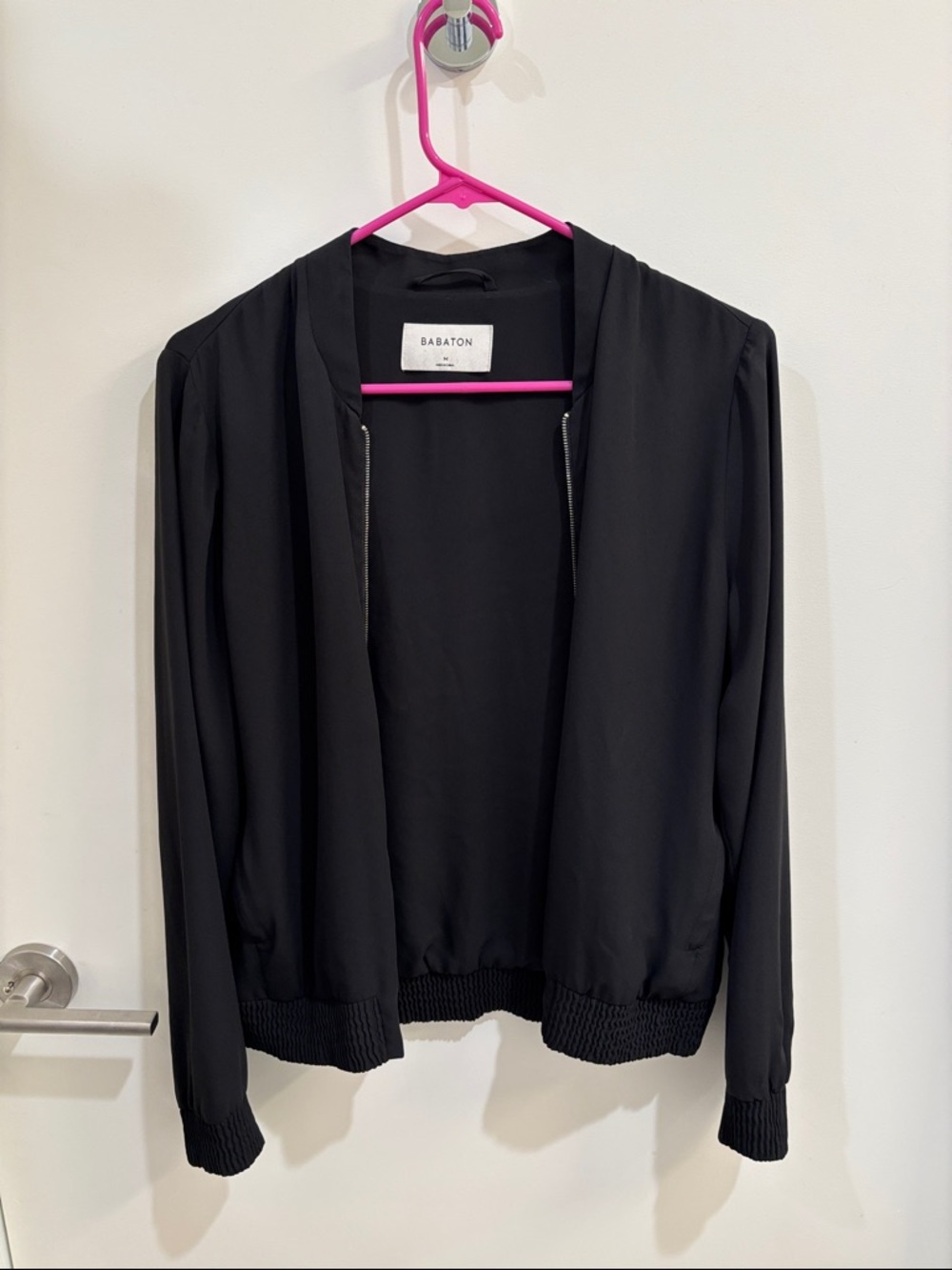 Babaton Black Open-Front Lightweight Bomber Jacket